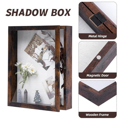 Muzilife 8x10 Shadow Box Picture Frame, 2.16 Deep, Real Glass, Honey Brown - color: Honey Brown, size: 8x10