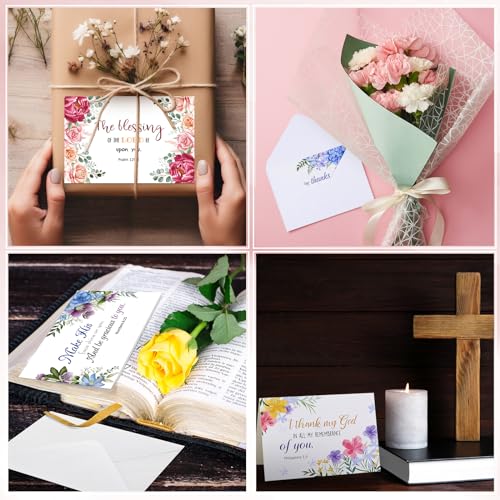 Affrolling 50 Pack Christian Thank You Cards Bulk with Envelopes Stickers - style: Watercolor Flower