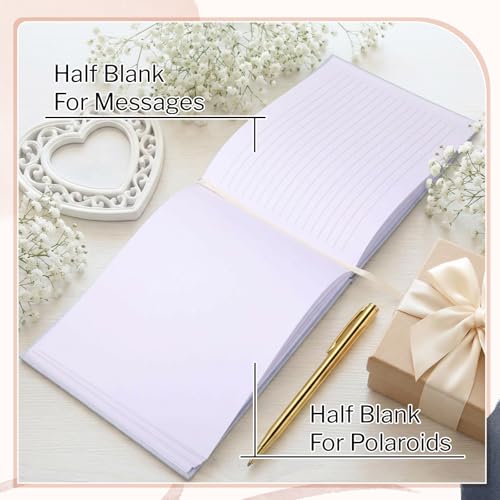 Engrowtic 7 x 9 Inches Floral Guest Book with Pen Hardcover Guestbook Registry Book for Wedding Bridal Shower Baby Shower Graduation Birthday Funeral Anniversary Reception, 50 Sheets 100 Pages(Blue) - color: Blue