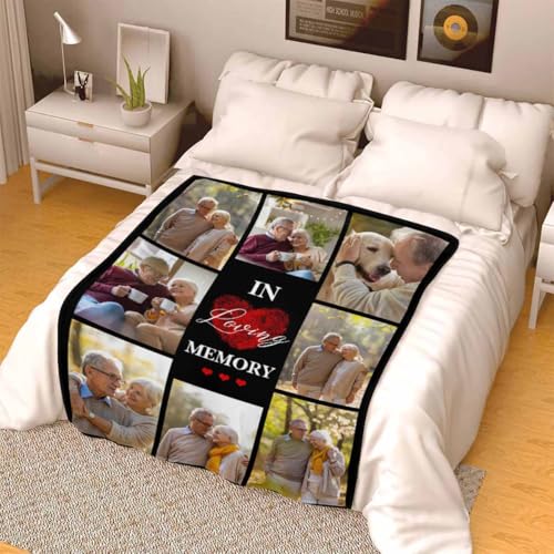 Personalized Photo Throw Blanket Custom Sympathy Throw Blanket Gift in Memory of Loss of Dad Mom Grandma Grandpa - color: Color 21