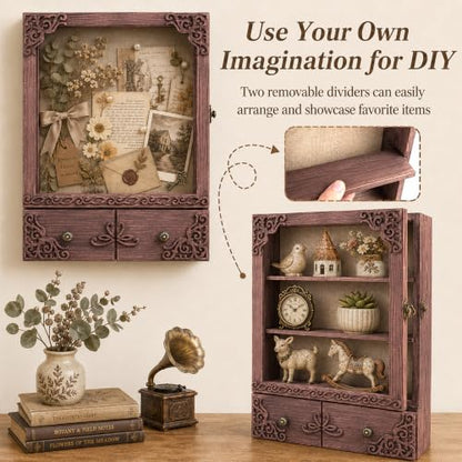 11x16 Wedding Memorial Shadow Box Frame with Shelves, Brown - color: Classic Brown