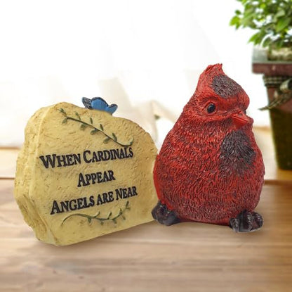 Memorial Remembrance Desktop Plaques Set of 2 – Sympathy Gifts for Loss of Loved One – “When Cardinals Appear Angels Are Near” Bereavement Signs – In Loving Memory Keepsake Desk Décor