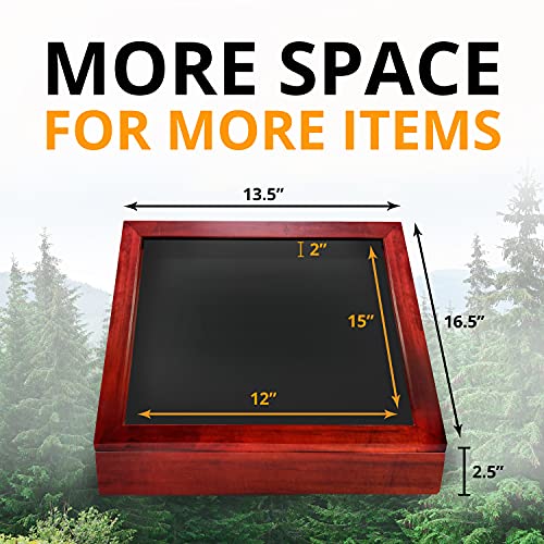 12x15 Large Shadow Box Frame, Deep Display Case, Red, Picture Frame, Graduation Cap, Military , Wedding Wood Frame - color: Cherry Red, size: 12x15