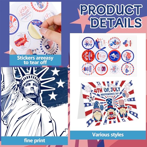 60Set 4th of July Patriotic Greeting Cards 250th Anniversary American Flag