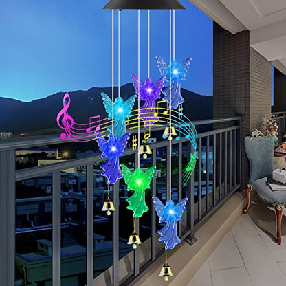 Jarxin Outdoor Garden Solar Wind Chimes Waterproof Light Angel Color Changing Led Solar Powered Windchimes Yard Hanging Lights