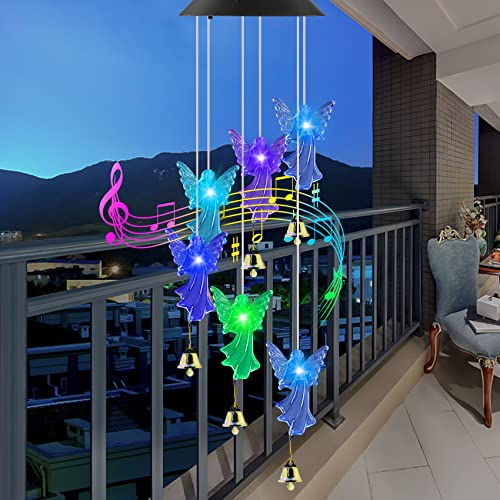 Jarxin Outdoor Garden Solar Wind Chimes Waterproof Light Angel Color Changing Led Solar Powered Windchimes Yard Hanging Lights