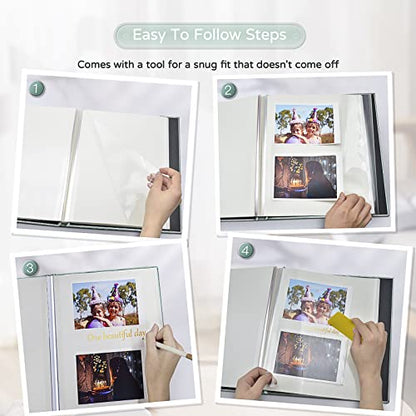 Popotop Large Photo Album Self Adhesive 4x6 5x7 8x10 Scrapbook Album DIY Picture Book,Gifts for Mom,Family Baby and Wedding,with Metal Pen and Plastic Board - color: Turquoise, size: 11.5"x10.6"40pages
