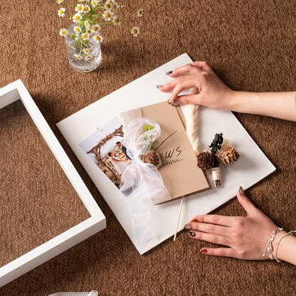 12x12 Shadow Box Frame with Ultra-Clear Glass & Soft Linen Back - color: White+high Definition Panel + Shatter-proof Packaging, size: 12x12