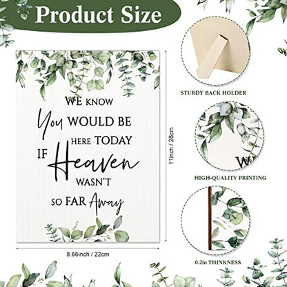 Yulejo Floral Memorial Wedding Sign Heaven Wasn't So Far Away | Tabletop Display with Stand for Ceremony Reception, Greenery Design, Loving Memory Tribute, Wooden Decor Celebration