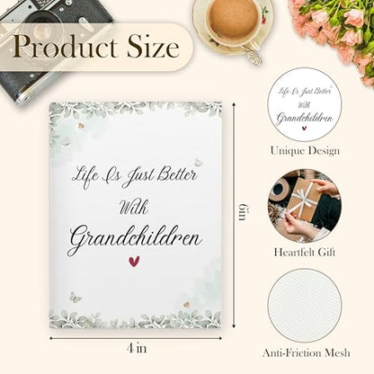 Grandchildren Photo Album 4x6, Best Grandparents Gifts from Grandkids, Life Is Just Better with Grandchildren 18 Pockets Small Picture Memory Photo Album for Family Anniversary Travel - color: Best Life Grandchild