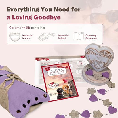 Sweet Goodbye Cocoon Pet Burial & Cremation Kit (Small, Lavender) | Premium Wool Pet Casket & Ceremony Kit for Cats & Dogs | Farewell Your Pet with Love - color: Lavender, size: Small