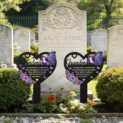 Grandma Memorial Heart Grave Marker with Butterfly Design - color: Heart599