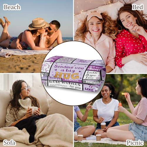 Nuowagify Get Well Gifts for Women/Men, Breast Cancer Gifts for Woman, Birthday/Inspirational/Sympathy/Thinking of You Gifts for Women Men Daughter Son Mom Dad，Feel Better Healing Blanket 60x50in