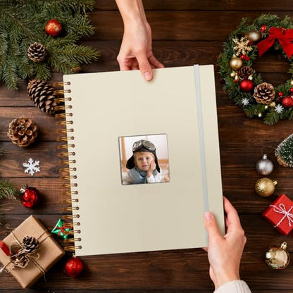 8.5x11 in Scrapbook Photo Album with Window, 30 Sleeves Beige - color: Beige, size: 8.5"X11" 30Sheets