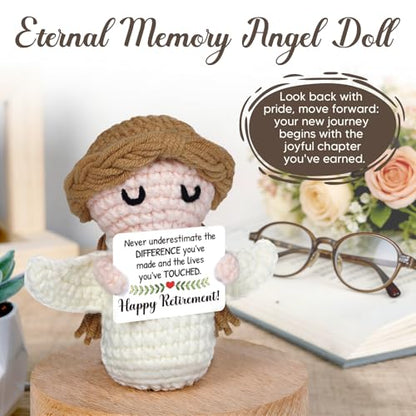 Retirement Gift for Woman 2026- Happy Retirement Angel Crochet - Funny Retirement Gifts for Women Men Teacher Nurse Principal Friend Coworker, Farewell Party Retired Gifts - style: Retirement Gifts