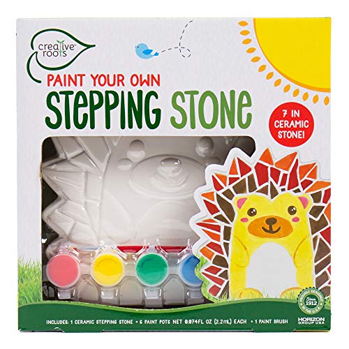 Creative Roots Mosaic Hedgehog Stepping Stone, Includes 7-Inch Ceramic Stone & 6 Vibrant Paints, DIY Garden Stepping Stone Kit for Kids Ages 6+ - style: Hedgehog