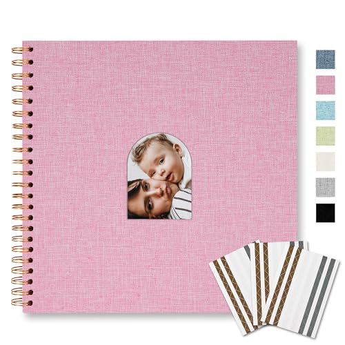 Vienrose Scrapbook Album,40 Pages,10x10 Inch,Pink | Linen Arch Window,Personalized DIY Photo Album – Wedding,Baby Shower,Anniversary,Travel,Keepsake Gift - color: Pink, size: 10 INCH 40 Pages