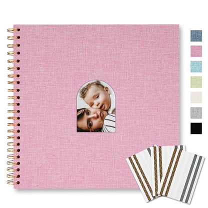 Vienrose Scrapbook Album,40 Pages,10x10 Inch,Pink | Linen Arch Window,Personalized DIY Photo Album – Wedding,Baby Shower,Anniversary,Travel,Keepsake Gift - color: Pink, size: 10 INCH 40 Pages