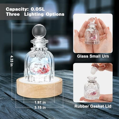 SOITIS Glass Mini Urns for Human Ashes, Small Urns with Multicolor Light Base - color: Small Urn