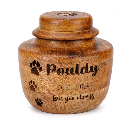 Personalized Pet Memorial Urn for Dog or Cat Ashes – Custom Engraved Photo Wooden Cremation Box – Pet Loss Keepsake & Remembrance Gift for Pets, Pet Keepsake Urns for Dogs, Wooden Box for Pet Ashes