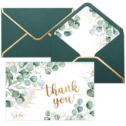 50 Pack Thank You Cards with Envelopes, 4x6 Inch Thank You Cards Bulk - style: Eucalyptus Leaves