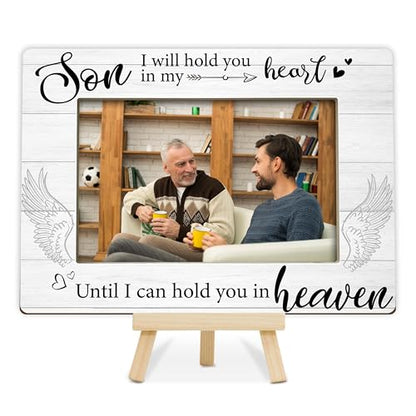 Memorial Gifts for Loss of Son, Memorial Picture Frame, Sympathy Gifts Wooden Photo Frame with Easel, 4x6 Child Loss Picture Frame for Tabletop Display - G02 - style: Loss of Son