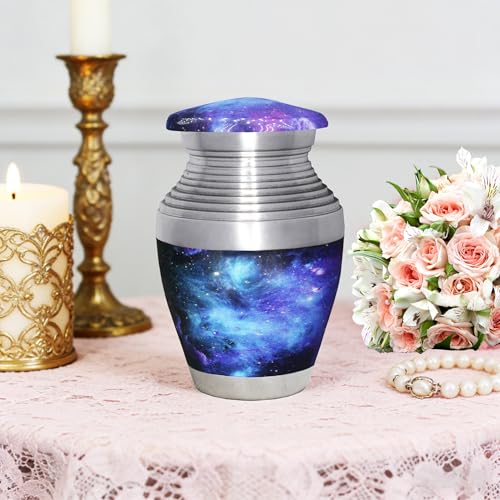 M MEILINXU Blue Galaxy Mini Urns for Human Ashes, Small Keepsake Urn - color: Blue, size: Small / Keepsake