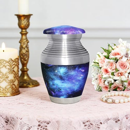 M MEILINXU Blue Galaxy Mini Urns for Human Ashes, Small Keepsake Urn - color: Blue, size: Small / Keepsake