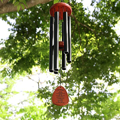 Memgift Memorial Wind Chimes - Sympathy Gift for Loss of Parent, Weather-Resistant Outdoor Keepsake for Patio in Memory of Loved One - style: Goodbyes are not forever