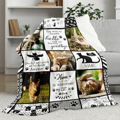 WFR Personalized Memorial Blanket for Loss of Cat,Pet Sympathy Gift for Cat