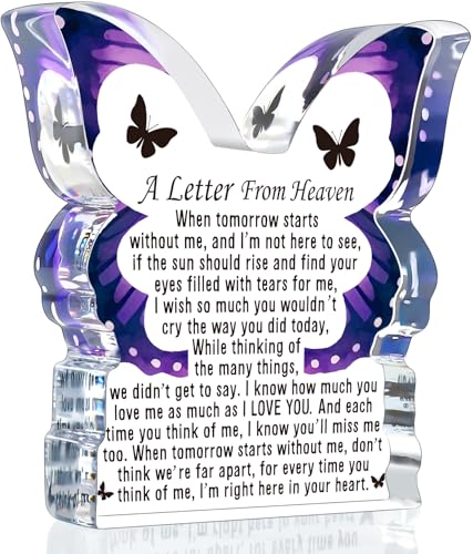 MY-ALVVAYS Sympathy Gifts, Memorial Gift for Loss of Loved One, Loss Mom Dad Husband Wife in Heaven, Bereavement Gifts Ideas, Grief Gifts A Letter from Heaven Keepsake Decorative Signs Plaques - style: Heaven Letter