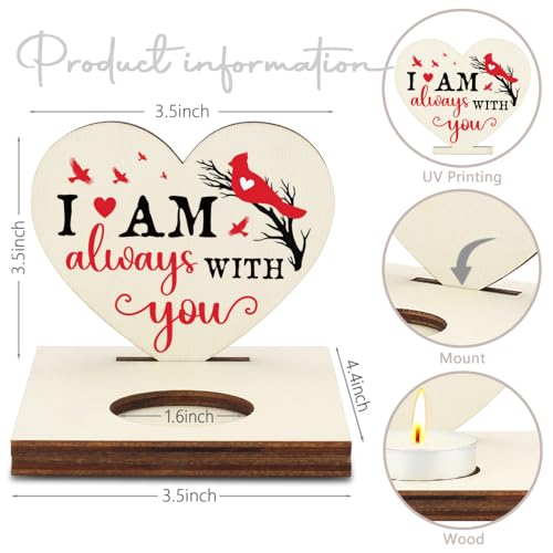 Cardinal Memorial Candle Holder, I Am Always with You Wooden Sympathy Gift, Christmas Thank You Friends Sister Bestie Gifts Shaped Remembrance for Loss of Loved One Candlestick Holders-LATZ02 - color: Wood Always With You