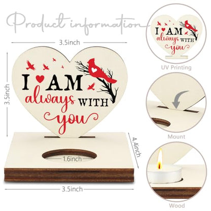 Cardinal Memorial Candle Holder, I Am Always with You Wooden Sympathy Gift, Christmas Thank You Friends Sister Bestie Gifts Shaped Remembrance for Loss of Loved One Candlestick Holders-LATZ02 - color: Wood Always With You