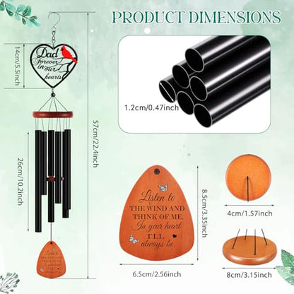 Kathfly Cardinal Wind Chimes for Loss of Loved One, 28" Memorial Wind Chimes for Outside, Cardinal Sympathy Bereavement Condolence Funeral Windchime Gifts for Loss of Father Dad Him - style: Memorial Dad
