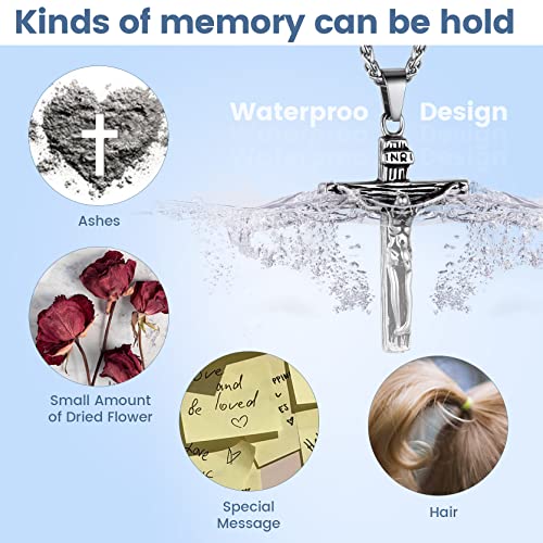 GOLDCHIC JEWELRY Urn Necklaces for Ashes, Stainless Steel Pet/Cross/Birthstone/Tree of Life Personalized Keepsake Memorial Jewelry for Women - color: Cross - 316L Stainless Steel, style: No Engraving