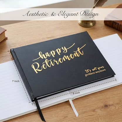 Lankaiva Happy Retirement Guest Book – Keepsake Photo Album & Memory Book for Retirement Party, Farewell Signing Gift for Colleagues, Friends, Women and Men, Black - color: Black