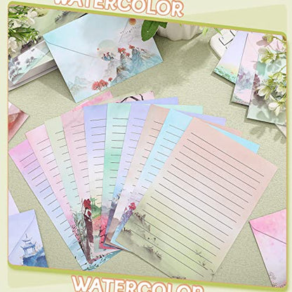 TaoBary 160 Pcs Ink Painting Stationery Paper and Envelopes Set - size: 5.5 x 8.25 Inch, style: Ink Painting