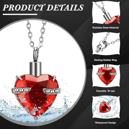 Ecation 15 Pcs Urn Necklace for Ashes Women Cremation Jewelry - color: Red