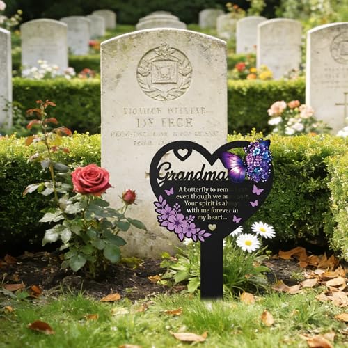 Grandma Memorial Heart Grave Marker with Butterfly Design - color: Heart599