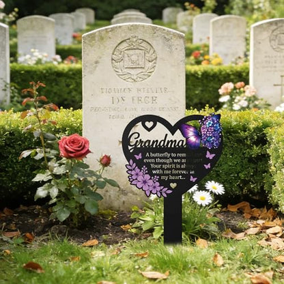 Grandma Memorial Heart Grave Marker with Butterfly Design - color: Heart599