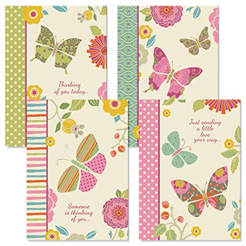 Current Butterfly Cheer Thinking of You Cards with Envelopes - Assortment of 8 Greeting Cards, 4 Designs, Large 5" x 7" Thinking of You Cards for Women - style: Butterfly
