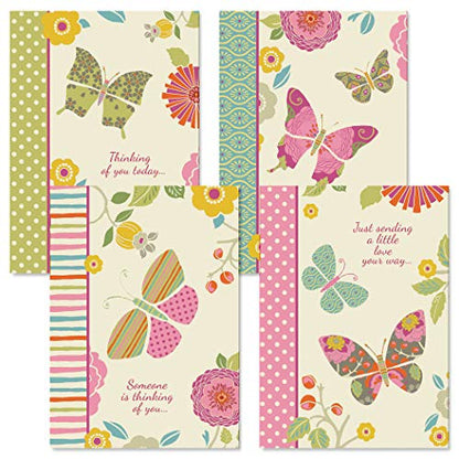 Current Butterfly Cheer Thinking of You Cards with Envelopes - Assortment of 8 Greeting Cards, 4 Designs, Large 5" x 7" Thinking of You Cards for Women - style: Butterfly