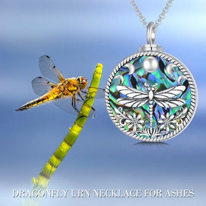 PELOVNY Urn Necklaces for Ashes of Loved Ones 925 Sterling Silver Personalized Heart Locket Urn Necklace Cremation Keepsake Memorial Jewelry Gifts for Women Men - color: Dragonfly Urn-1