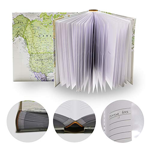 Holoary Photo Album 4x6 160 Photos Two Pictures Per Page, Memo Writing Area for Each Pocket, 160 Pockets 4”x6”, Printed Book Cover Travel Design World Map Adventure Vacation - size: 160 Pockets