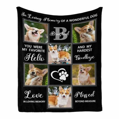 LOSARON Personalized Pet Memorial Blanket, Custom Sympathy Blankets Throws for Loss of Mother Father Grandma Grandpa Wife Husband Dog Grave Blankets for Cemetery Bereavement Gifts - color: 6 Photo Collage-4