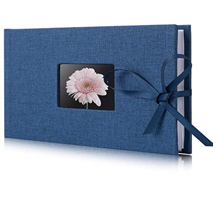 Fabmaker Small Photo Album 4x6, Picture Album, Picture Book, Mini Brag Book | Ribbon Closure, Linen Fabric Cover, Front Window, Sturdy Binding, Acid-free, PVC free, Artwork Weddings Family Boudoir - color: Navy Blue, size: 12 Pockets/1PK