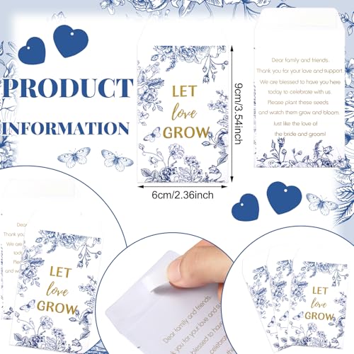 Ctosree 50 Sets Something Blue Bridal Shower Favors Let Love Grow Seed Packets Wedding Party Supplies Include Seed Packets Flowerpot Cards and Organza Bags Something Blue Bridal Shower Party Supplies - color: Something Blue Theme