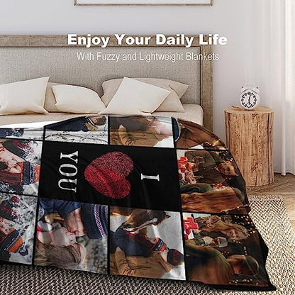 Artsadd I Love You Couples Custom Blanket with Photo Text - Personalized Picture Gifts for Boyfriend Girlfriend Wife Husband - Birthday Valentine Anniversary Wedding for Him Her Women Men -S - color: 1-dad-07