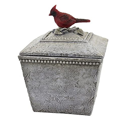 Roman, 8.25" H Cardinal Memorial Keepsake Box, Stone Look, Bereavement Gift,