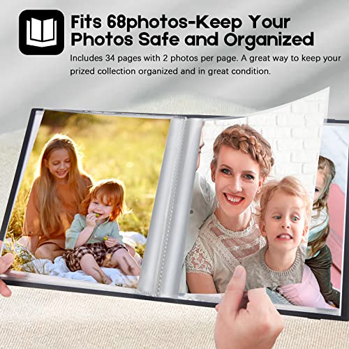Aevdor 8x10 Photo Album 2 Pack, 68 Photos Each, Plastic Cover, Black - color: 2Pcs Black